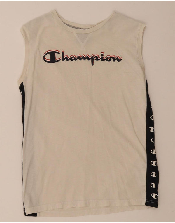 Champion Débardeur Graphique Garçon 13-14 Ans XL Blanc Colorblock Coton