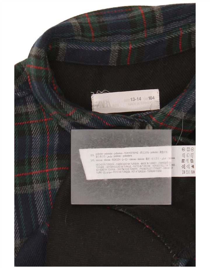 Zara Garçon Surchemise Flanelle Chemise 13-14 ans Bleu Marine Carreaux Polyester