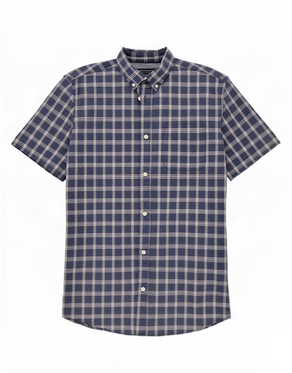 Jack & Jones Chemise à manches courtes pour hommes en coton à carreaux bleu marine grand