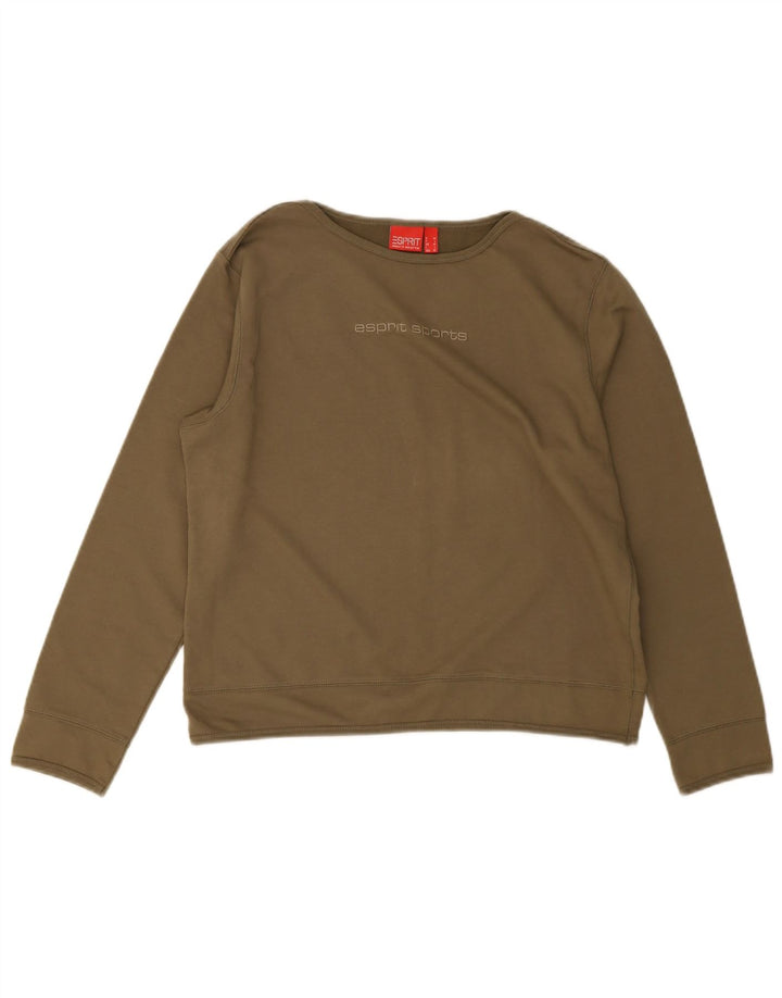 Esprit Haut court graphique à manches longues pour femme UK 14 Coton vert moyen