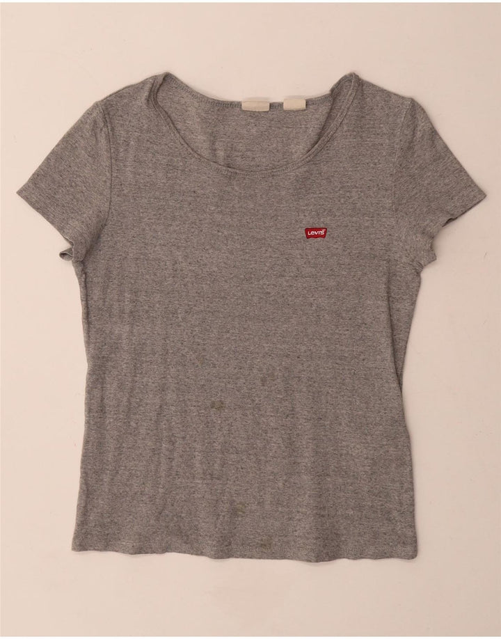 Levi's T-Shirt Femme UK 12 Gris Moyen Moucheté Coton