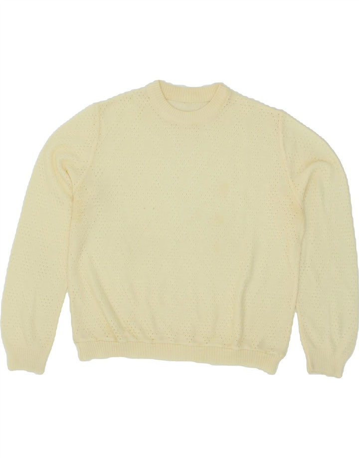 VINTAGE Womens Crew Neck Jumper Sweater UK 12 Medium Off White Vintage Vintage and Second-Hand Vintage from Messina Hembry 