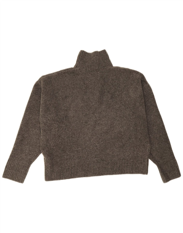 Zara Pull surdimensionné à col roulé pour femme UK 14 Gris moyen moucheté