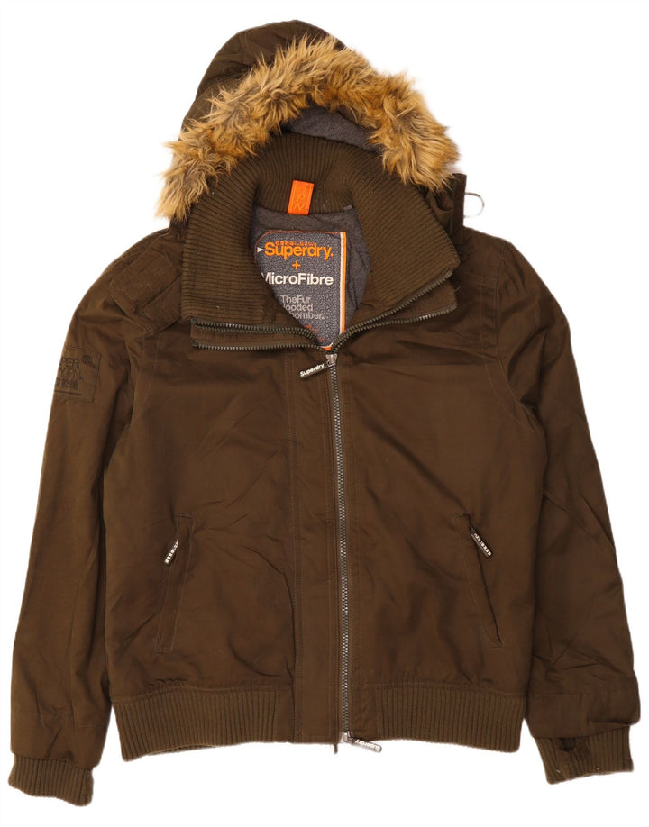 SUPERDRY Veste Bomber à Capuche Windbomber Homme UK 46 3XL Kaki Coton