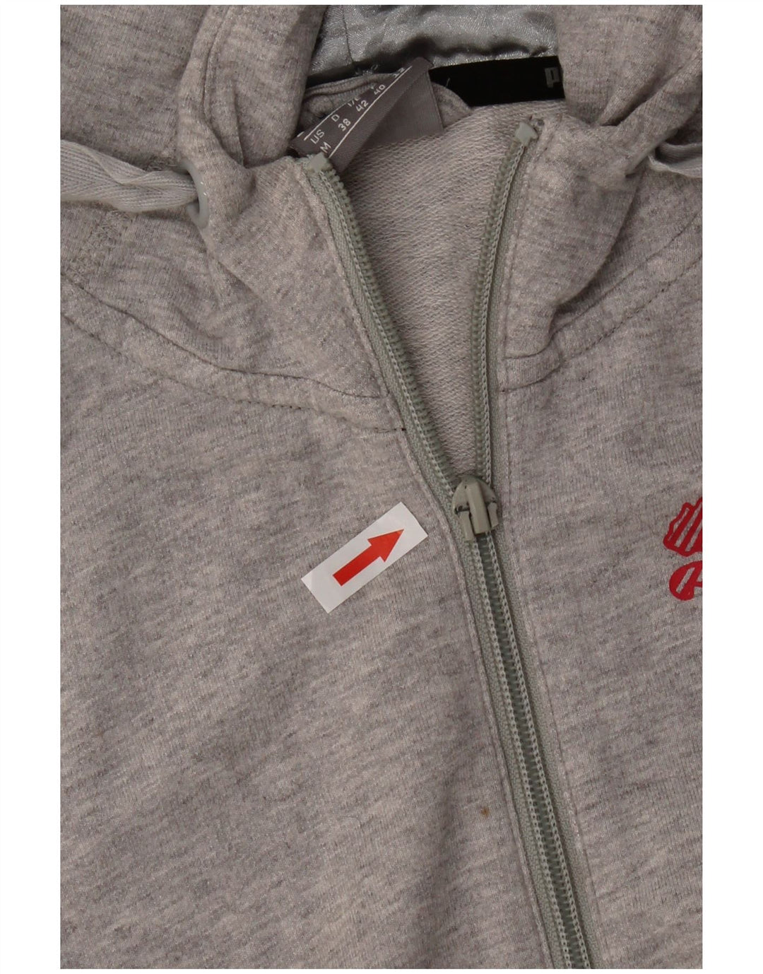Puma Pull à capuche zippé pour femme UK 12 Gris moyen Coton