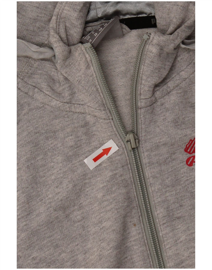 Puma Pull à capuche zippé pour femme UK 12 Gris moyen Coton