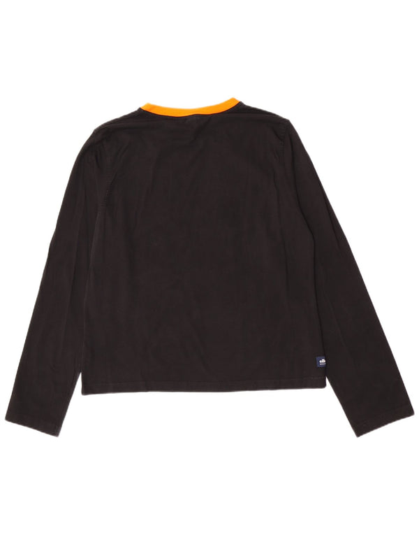 Ellesse T-shirt graphique régulier à manches longues pour femme UK 16 Large Noir