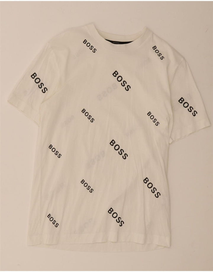 Hugo Boss Homme T-Shirt Graphique Haut Petit Blanc Coton