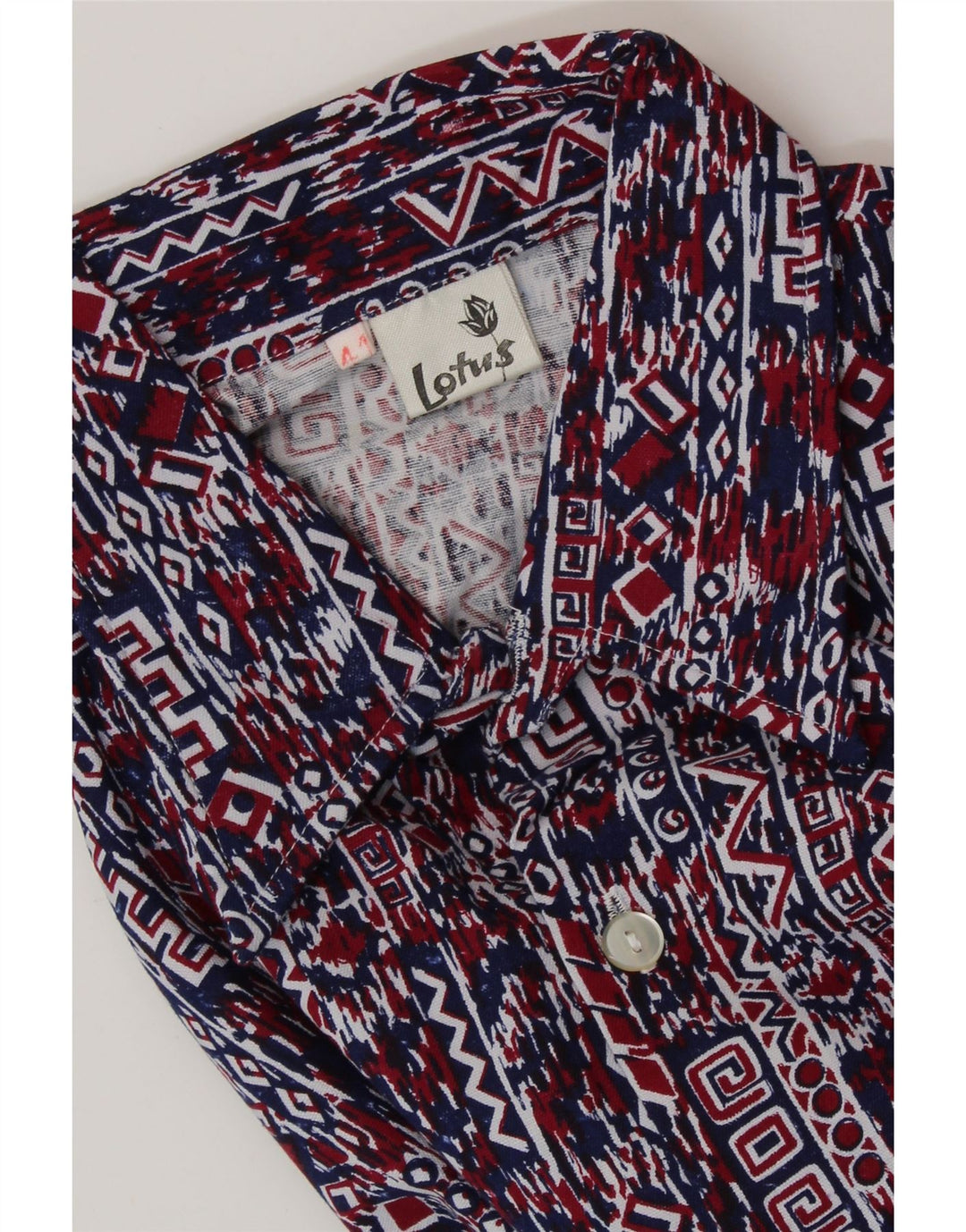 VINTAGE Chemise Homme Taille 41 Grand Bleu Marine Géométrique