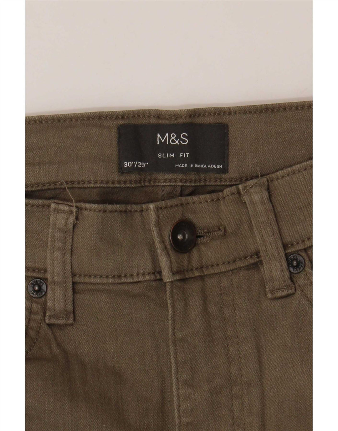 Marks & Spencer Jean Slim Homme W30 L29 Kaki Coton