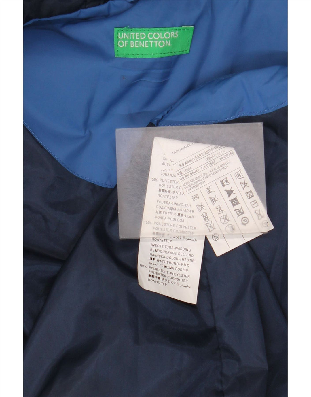 Benetton Gilet matelassé à capuche pour garçon 11-12 ans Grand Bleu Polyester