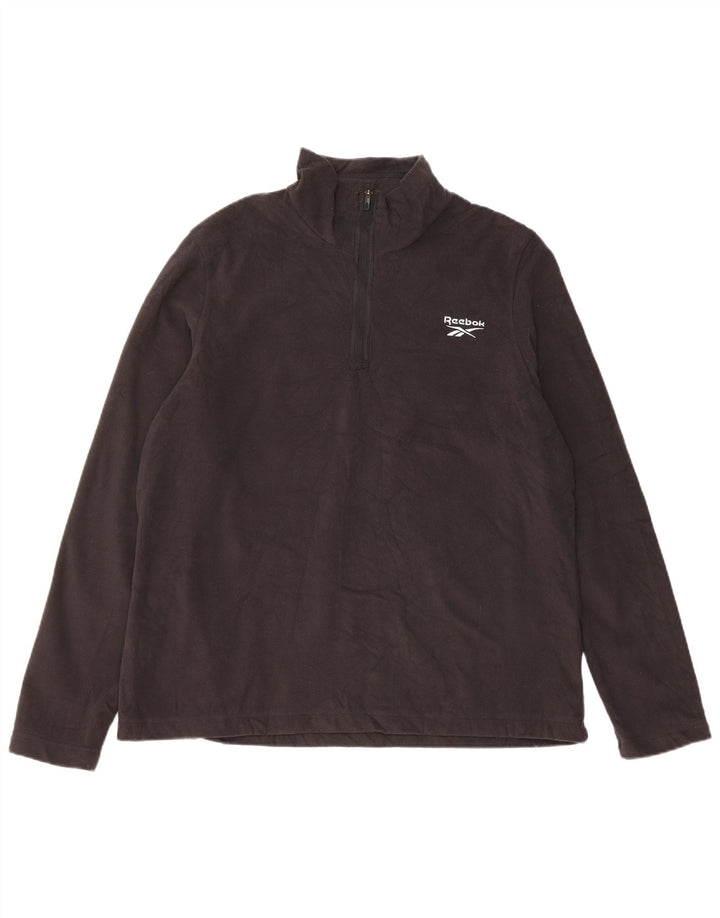 REEBOK Pull Polaire Col Zippé Homme XL Noir Polyester