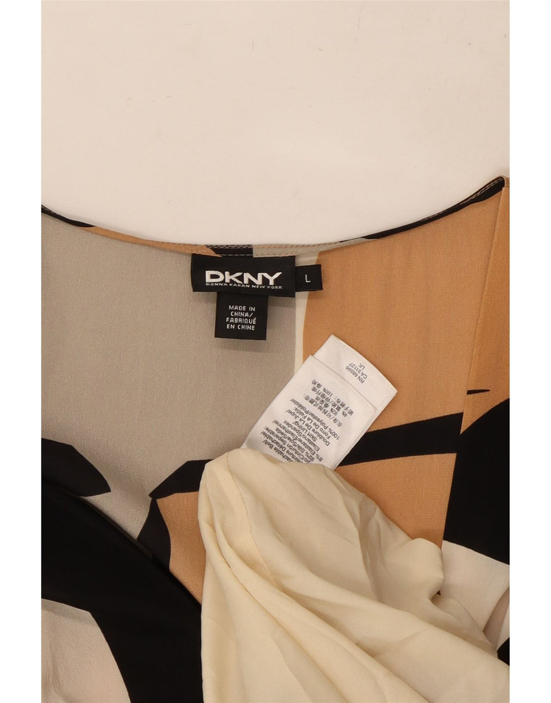 DKNY Robe fourreau à manches 3/4 pour femme UK 14 Large Multicolore Géométrique