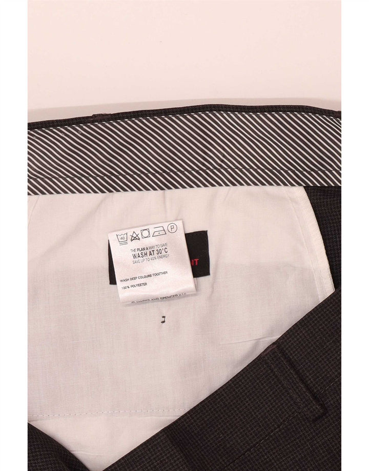 Marks & Spencer Pantalon de costume droit pour homme W42 L29 Gris pied-de-poule