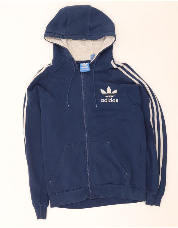 Adidas Pull à capuche zippé pour homme Petit coton bleu marine