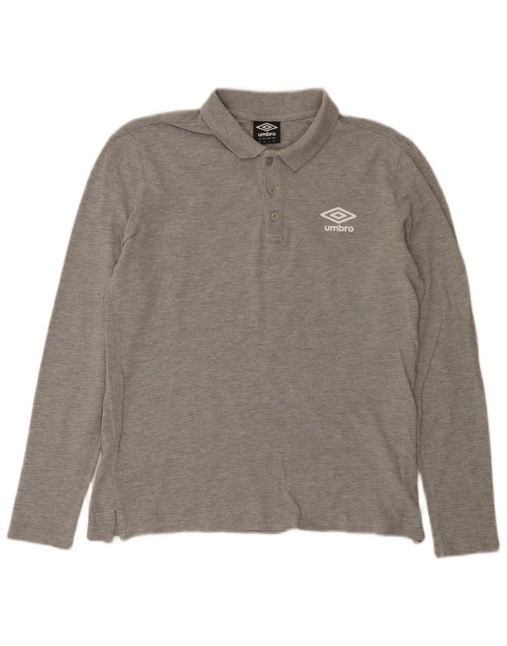 UMBRO Polo à Manches Longues Homme Gris Moyen Coton