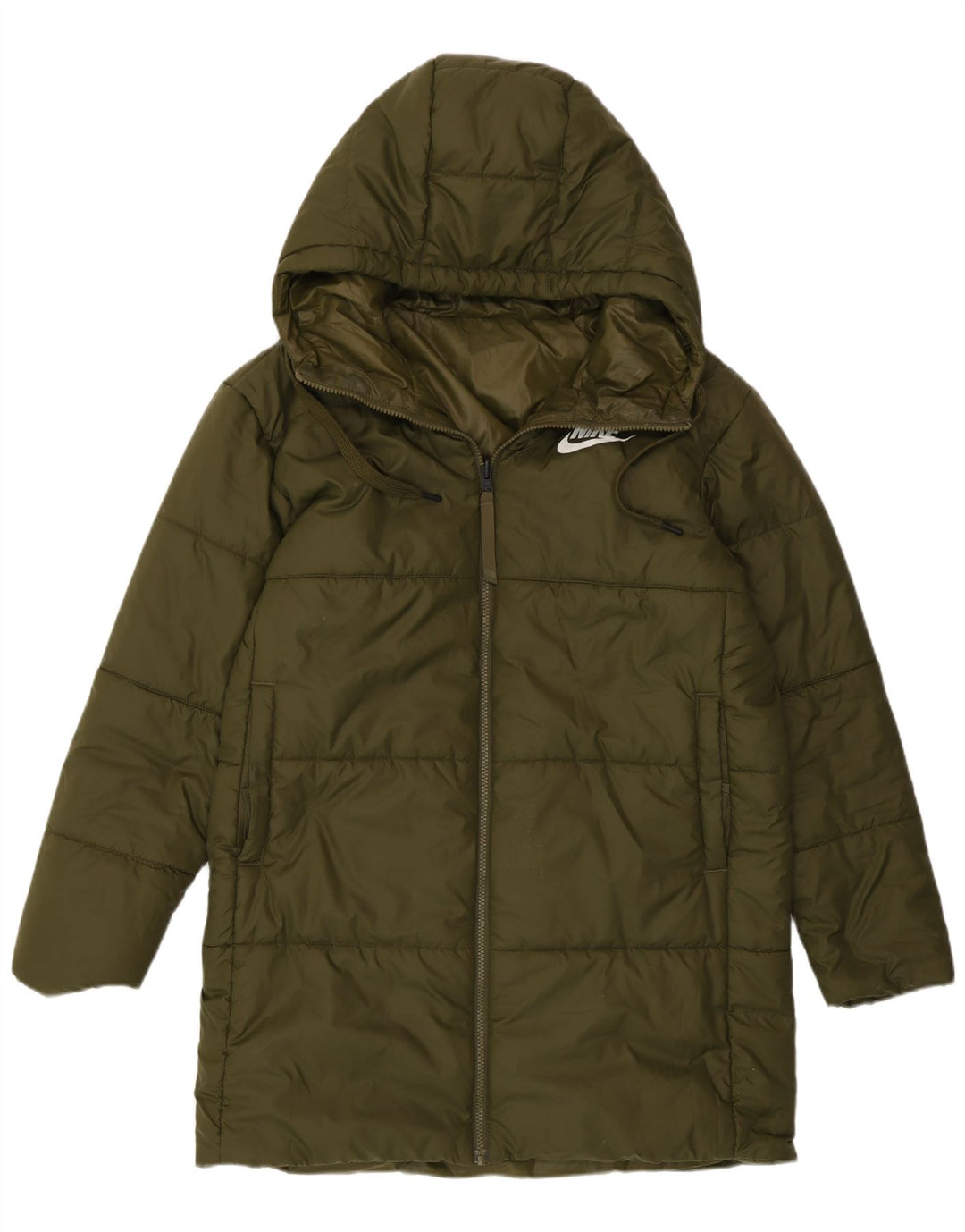 Nike Manteau matelassé réversible graphique pour femme UK 14 Polyester kaki moyen