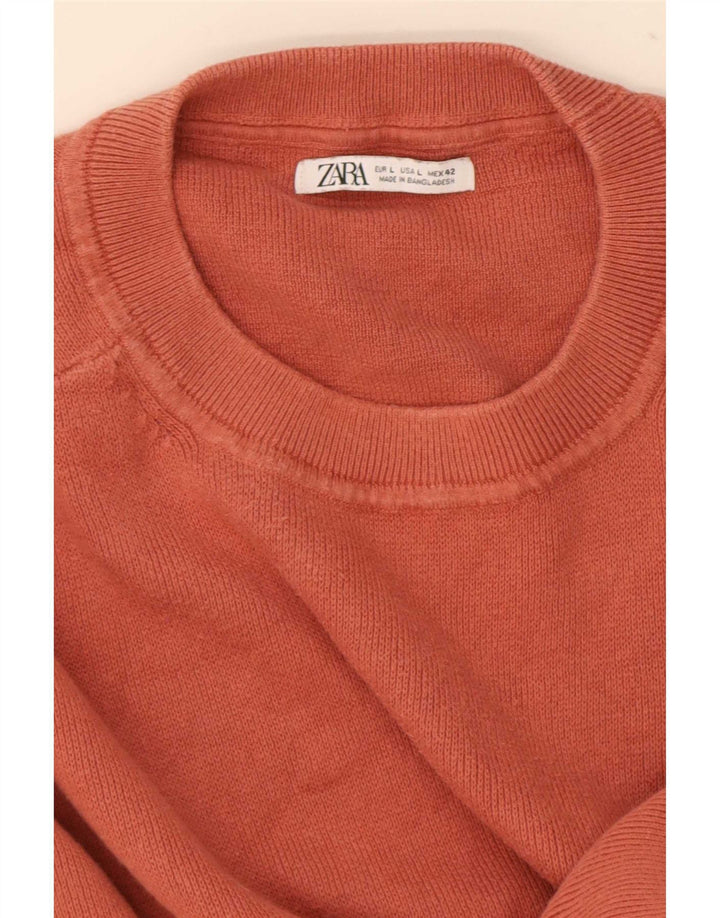 Zara Pull à col rond pour homme Rouge Taille L