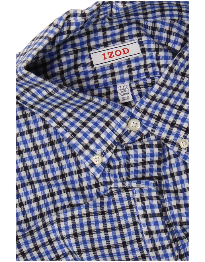 Izod Chemise Homme Taille 17 17 1/2 XL Bleu Check Coton