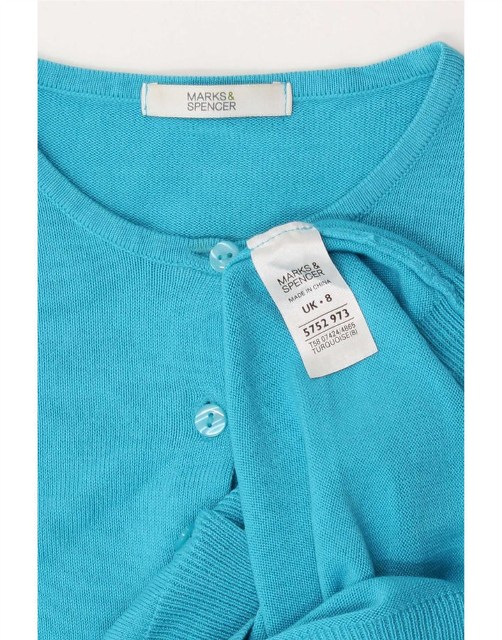 Marks & Spencer Pull Cardigan Femme UK 8 Petit Acrylique Turquoise