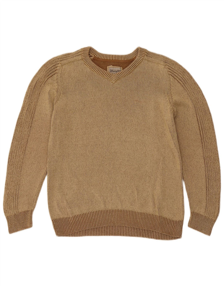 Wrangler Pull col V pour homme en coton marron moyen