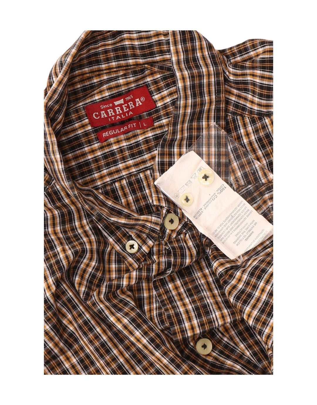 Carrera Chemise Regular Fit en Flanelle pour Homme en Coton à Carreaux Marron Large
