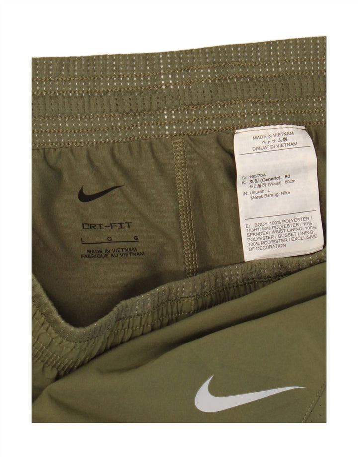 Nike Short de sport Dri Fit pour femme UK 14 Large Kaki Polyester