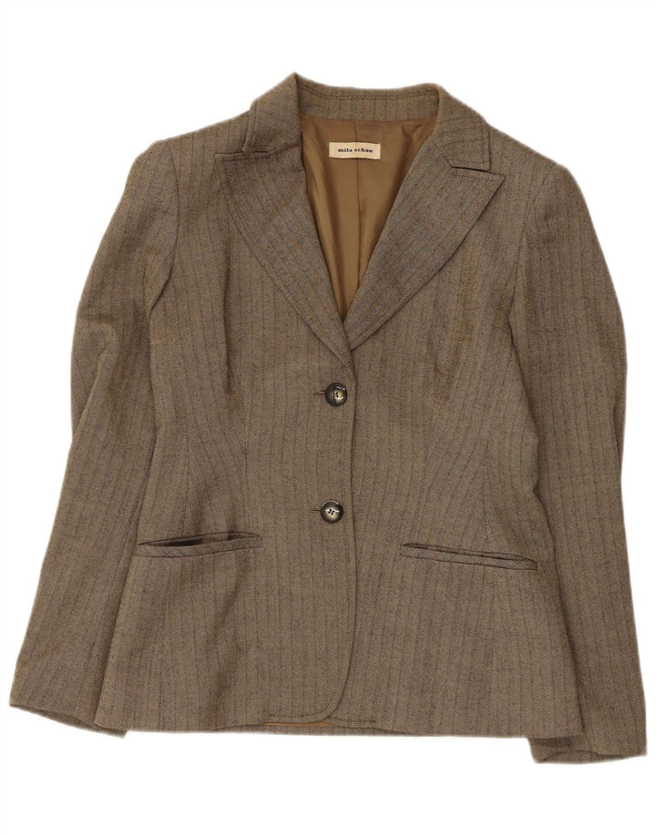 Mila Schon Veste blazer à 2 boutons pour femme IT 42 Kaki moyen à chevrons