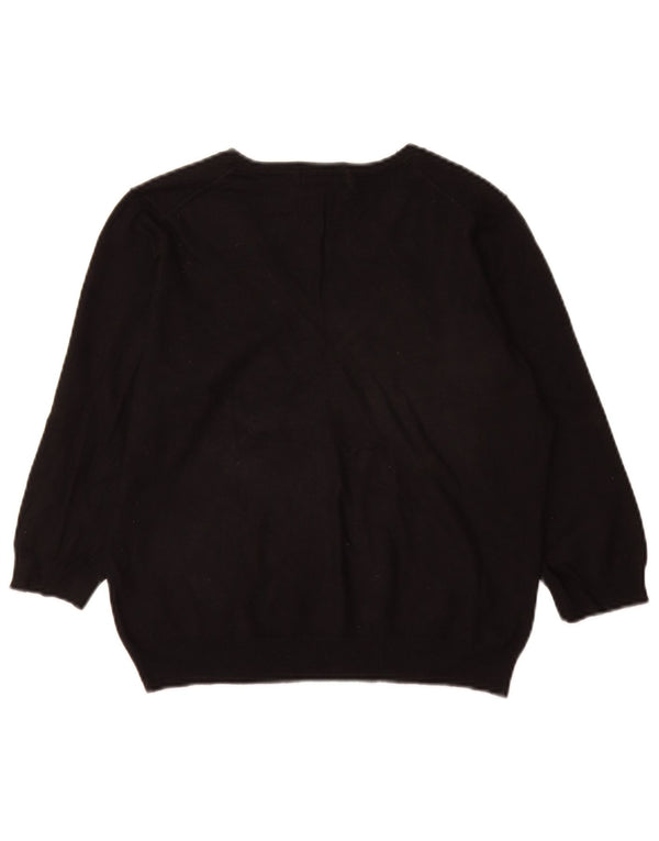 Marks & Spencer Pull à manches 3/4 et col en V pour femme UK 18 XL Noir