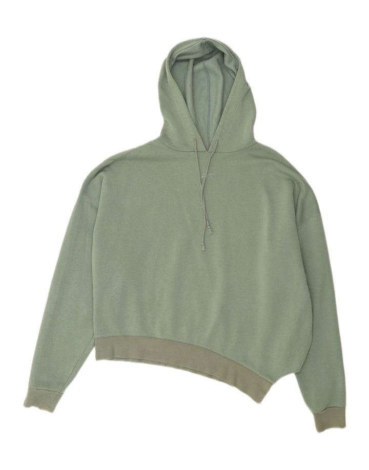 Reebok Pull à capuche asymétrique court pour femme UK 12/14 Vert moyen Coton