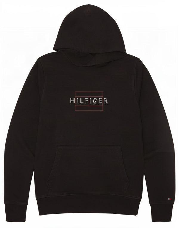 Tommy Hilfiger Pull à capuche graphique pour homme Petit coton noir