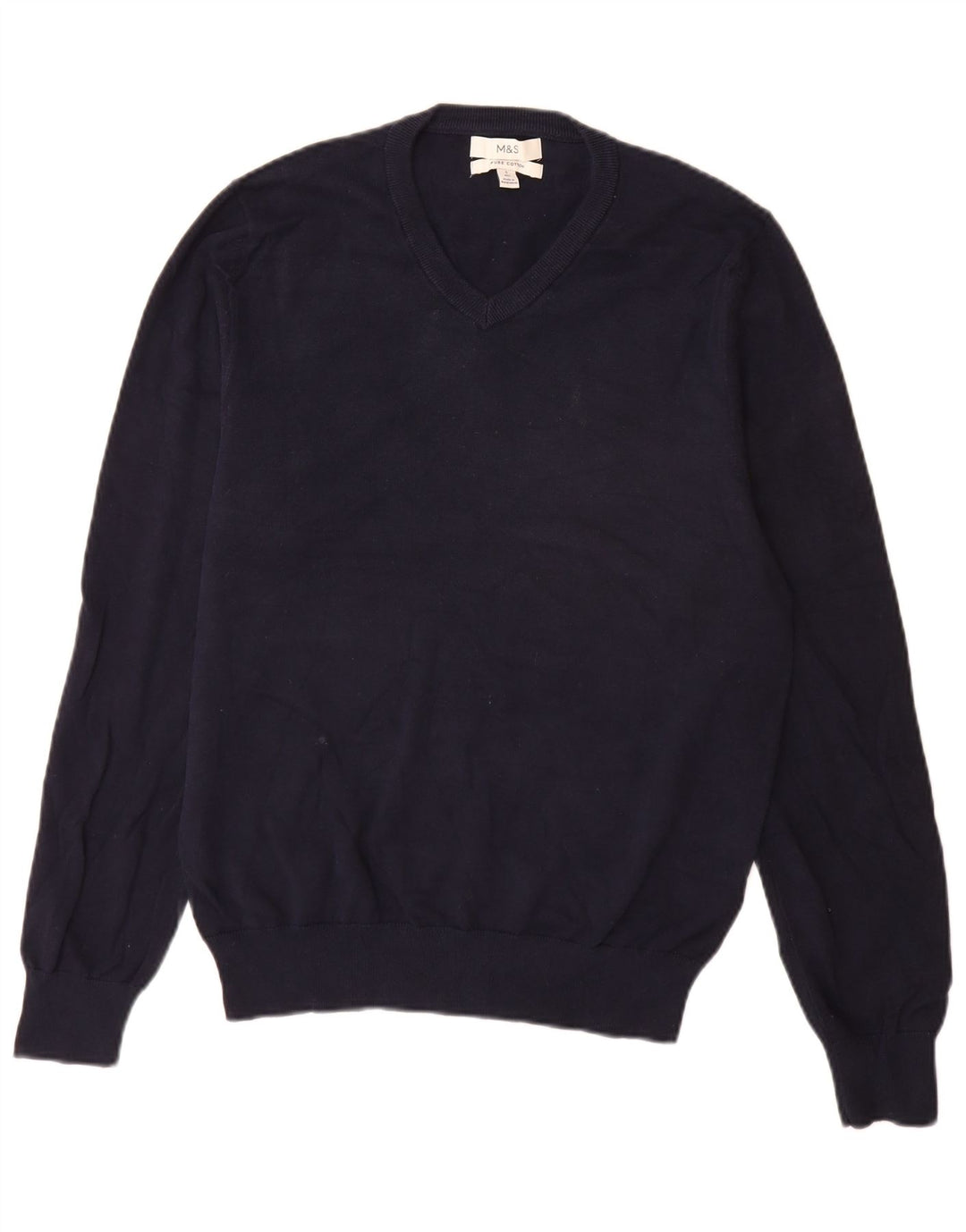 Marks & Spencer Pull col V pour homme en coton bleu marine Taille S
