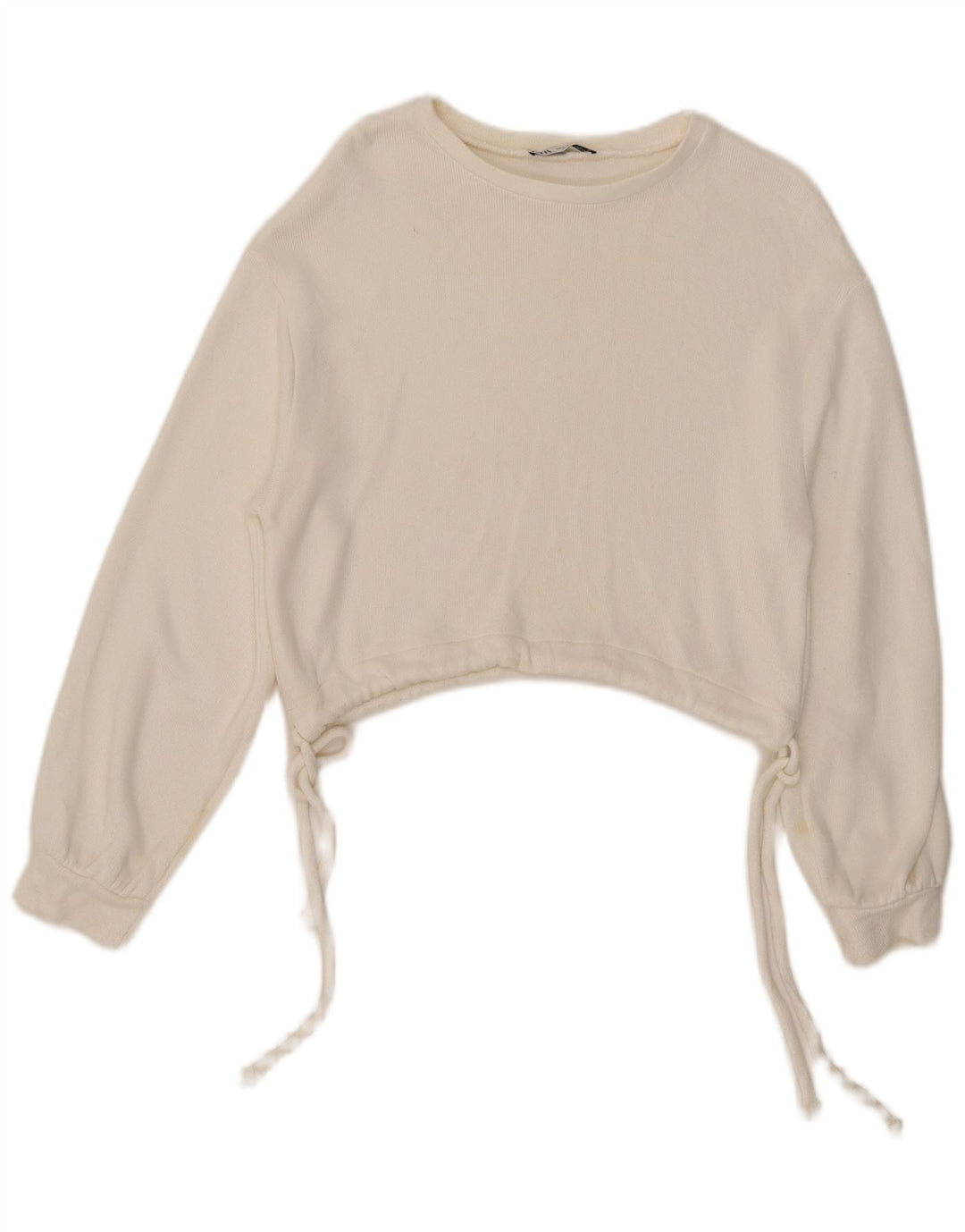 Zara Womens Crop Sweatshirt Jumper UK 10 Petit Blanc