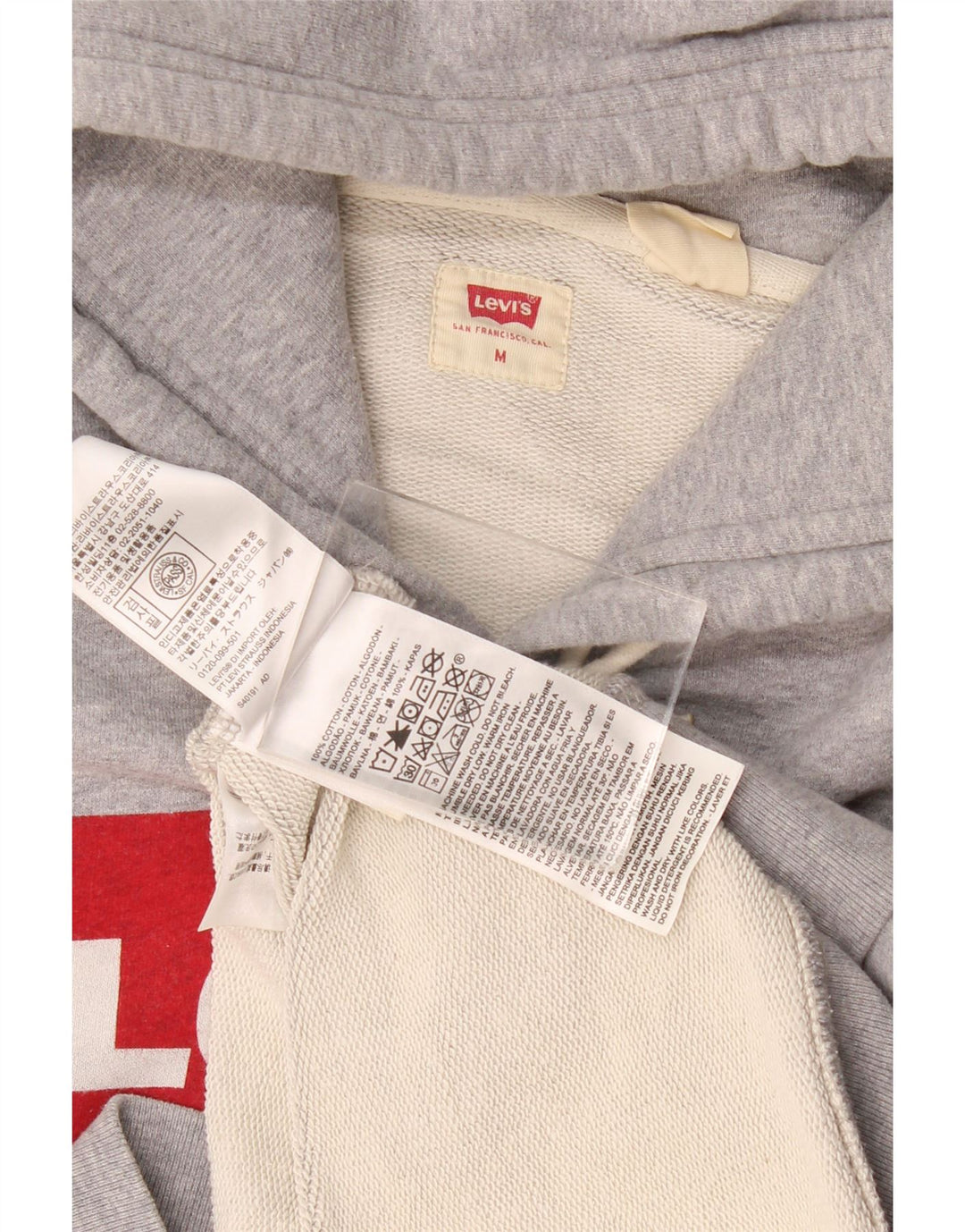 Levi's Pull à Capuche Graphique Homme Gris Moyen Moucheté Coton