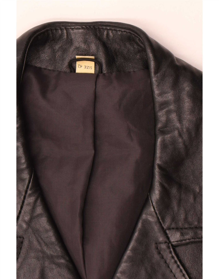 manteau en cuir femme vintage IT 42 Moyen Noir