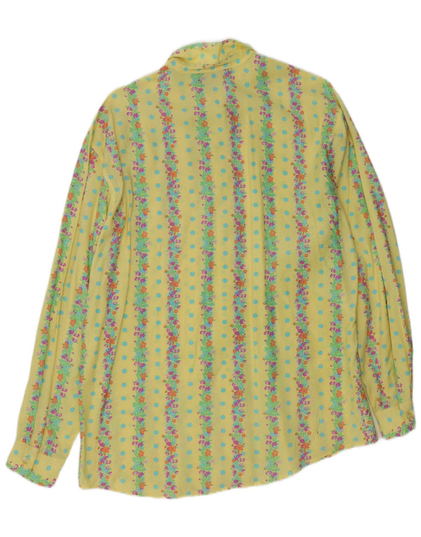 Stefanel Chemise Femme UK 16 Grande Rayonne Florale Jaune