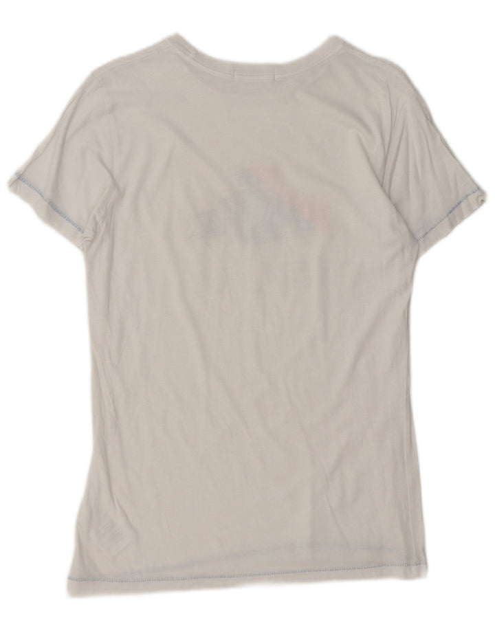 REPLAY T-Shirt Graphique Femme UK 12 Coton Blanc Moyen