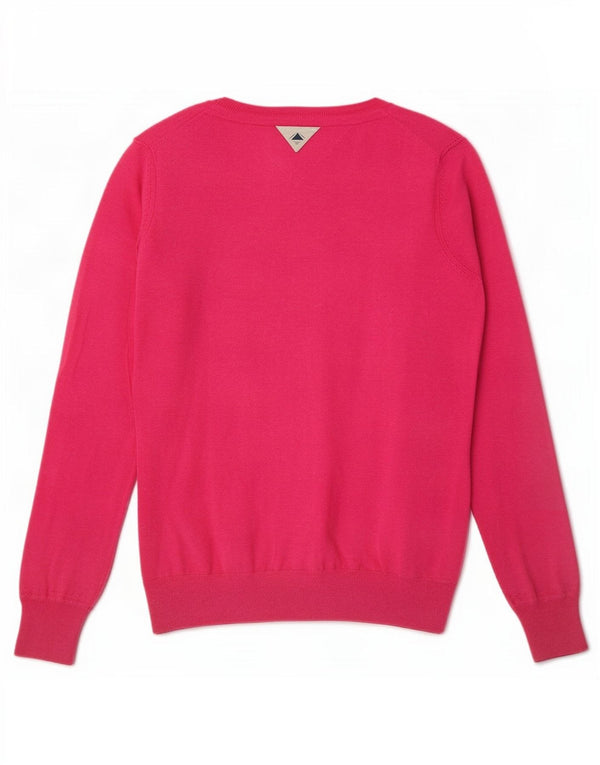 Tommy Hilfiger Pull col V pour femme UK 14 Coton rose moyen