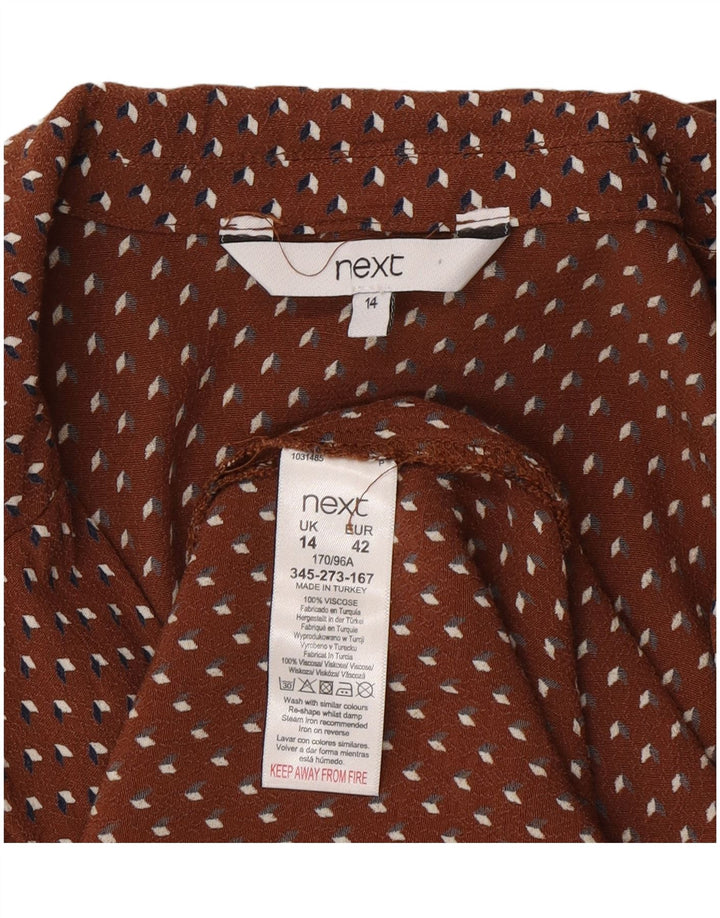 Next Robe portefeuille longue pour femme UK 44 Viscose géométrique marron moyen