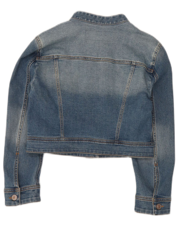 BENETTON Veste en jean courte pour femme UK 10 Petit coton bleu