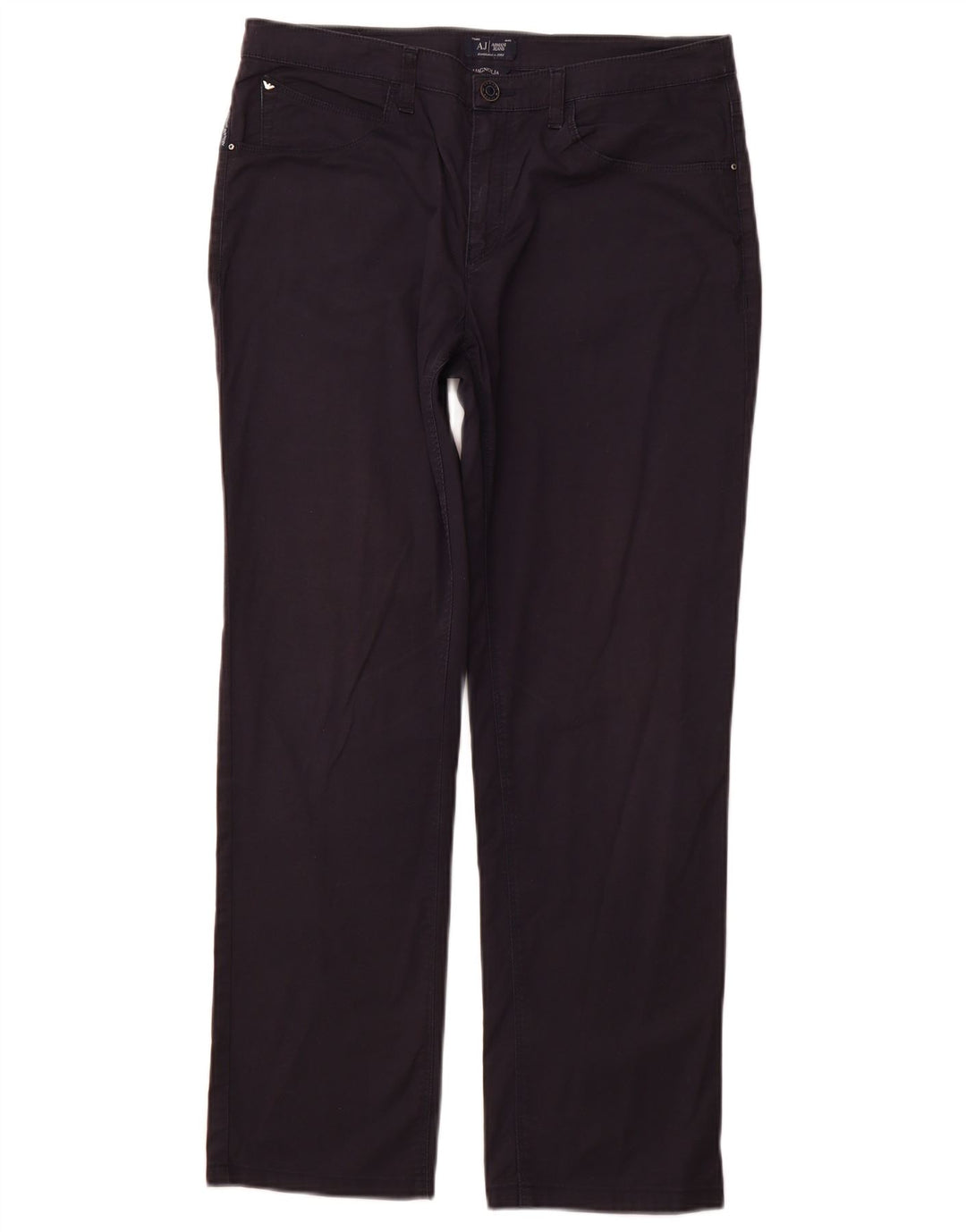ARMANI Femme Magnolia Pantalon Droit Décontracté W31 L28 Bleu Marine Coton