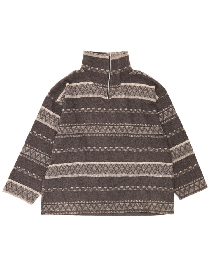 Avanti Sweat-shirt surdimensionné à col zippé pour homme Gris moyen géométrique