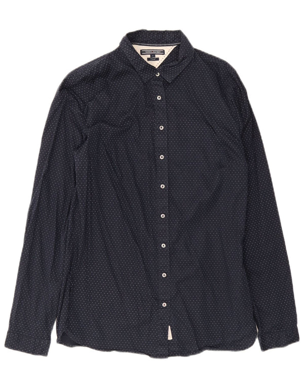 Tommy Hilfiger Chemise ajustée pour femme UK 8 Small Bleu marine en coton à pois