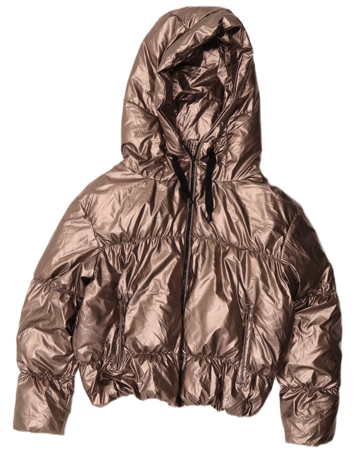 Carrera Veste rembourrée à capuche courte pour femme UK 14 Polyester doré moyen