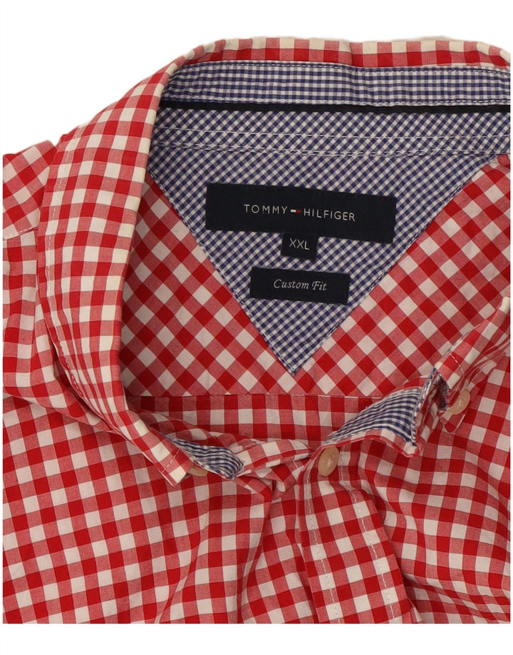 TOMMY HILFIGER Chemise à manches courtes pour homme sur mesure 2XL en coton vichy rouge
