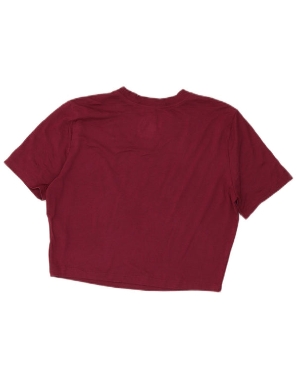 Nike Womens Crop Slim Fit T-Shirt Top UK 14 Large Bordeaux Polyester