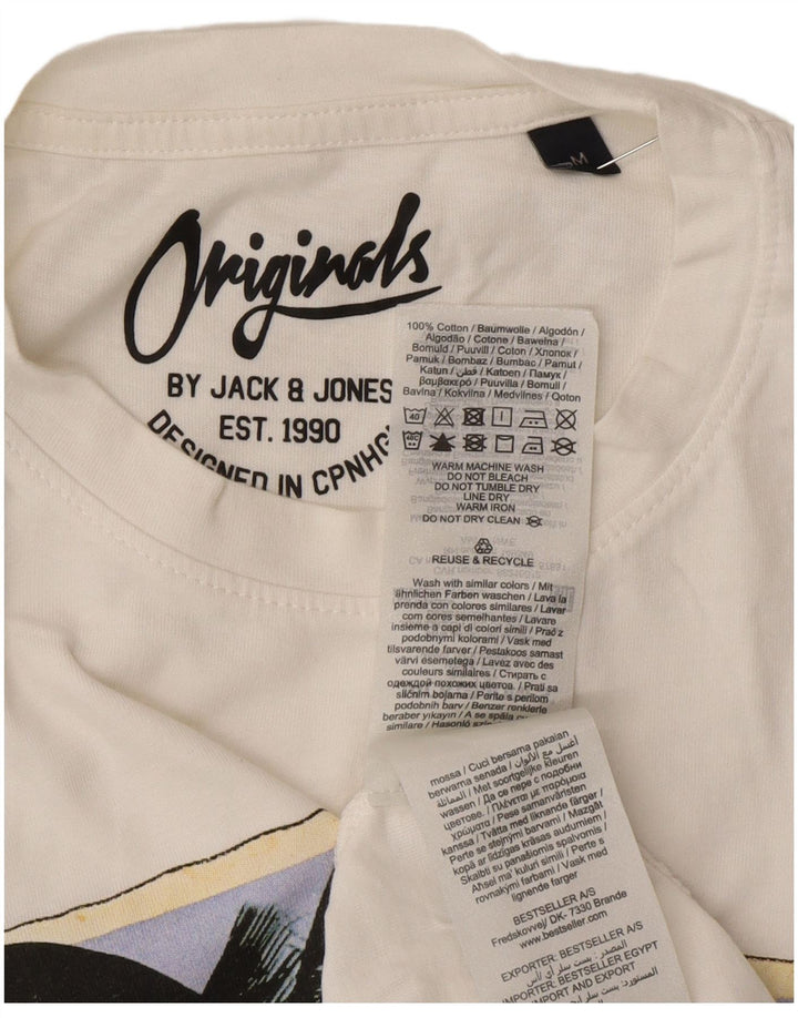 Jack & Jones T-Shirt Graphique Homme Blanc Moyen Coton