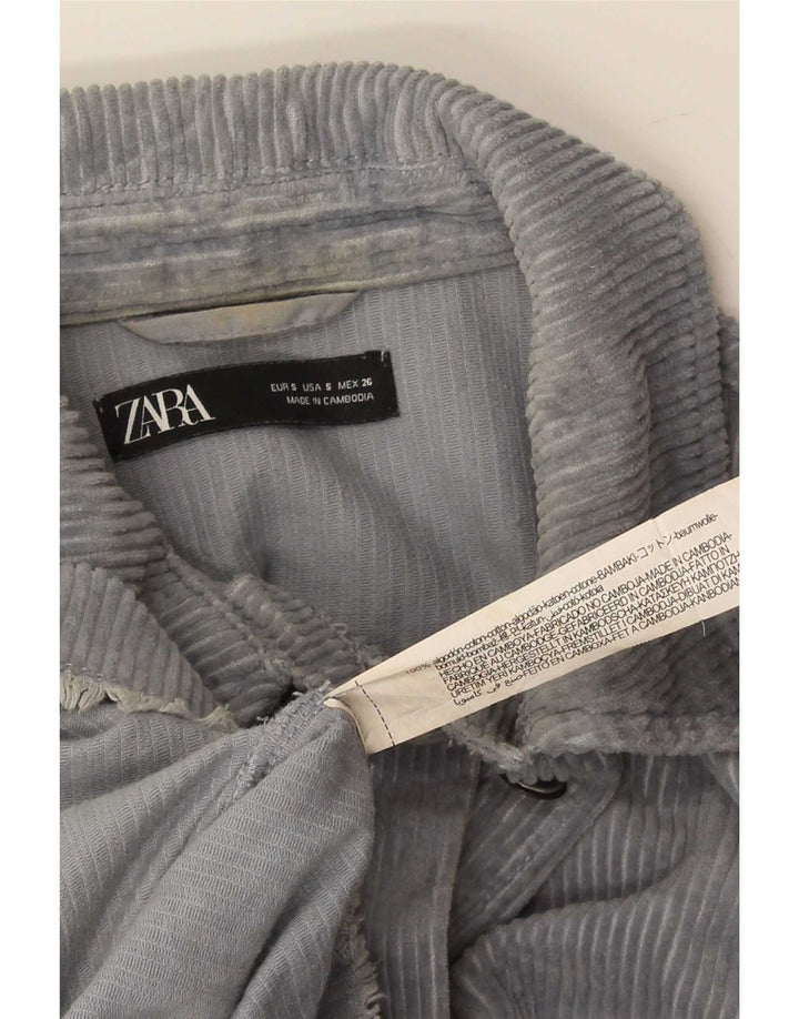 Zara Veste surdimensionnée en velours côtelé pour femme UK 10 Petit coton bleu