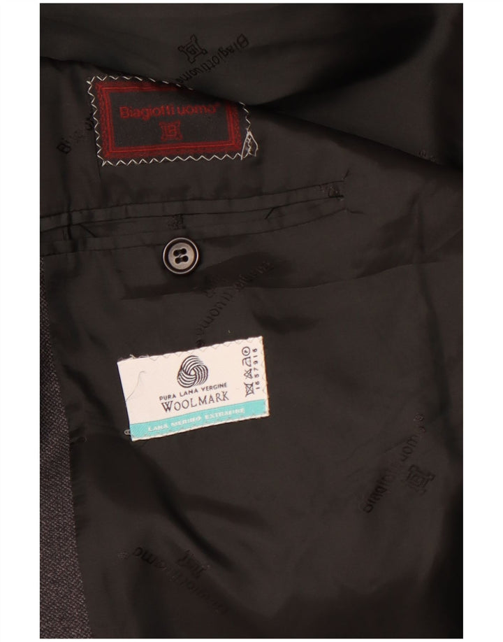 BIAGIOTTI Veste Blazer 3 Boutons Homme UK 40 Grande Laine Mérinos Grise