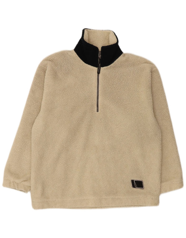 Hot Stuff Pull polaire à col zippé pour femme UK 10 Small Beige Colourblock